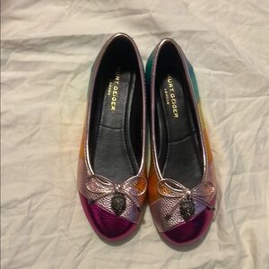 Kurt Geiger Pink and Purple Flats with Decorative Bow